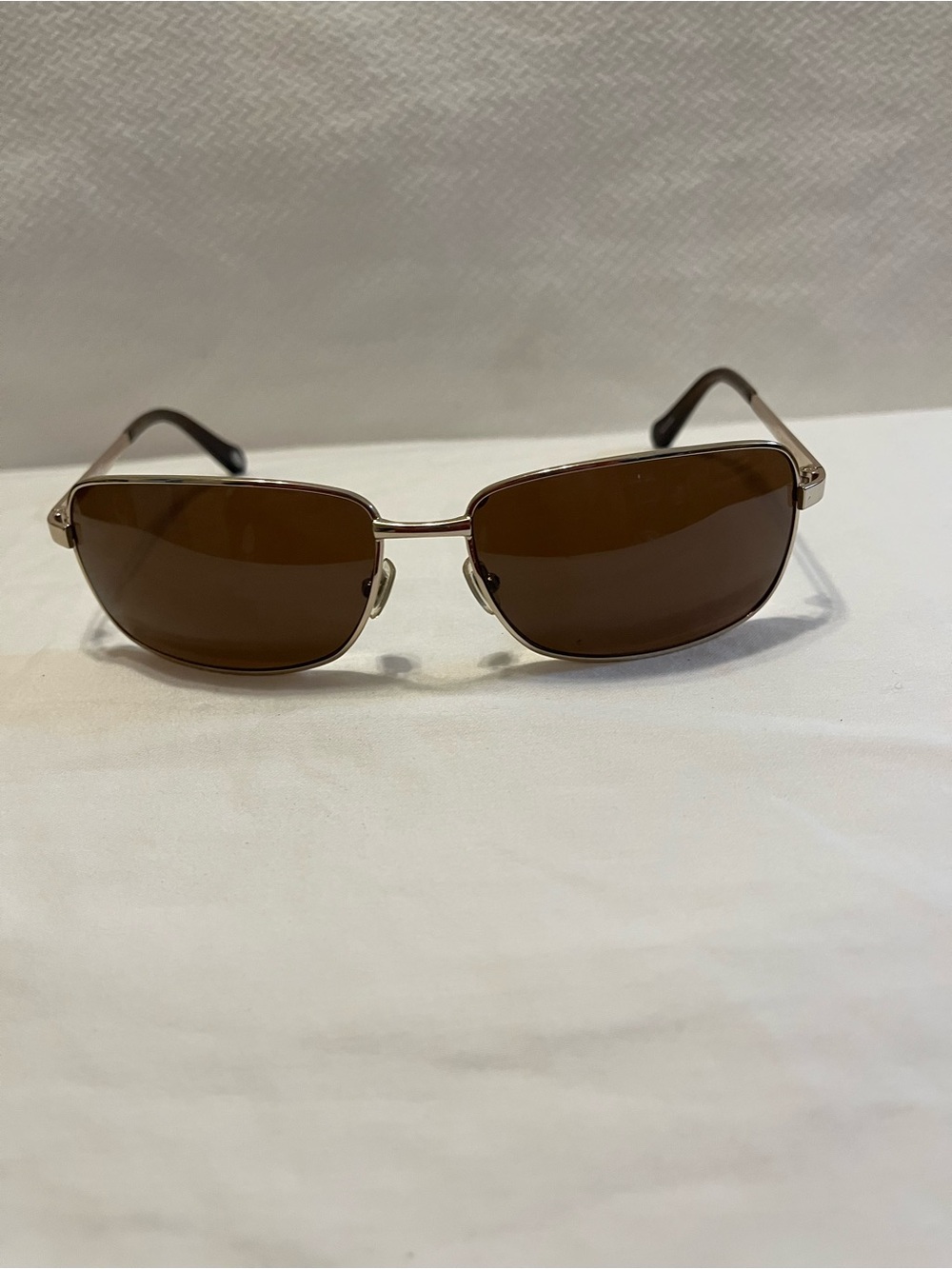 Vintage Fossil Men's Brown Lens Gold Metal Frame Sunglasses